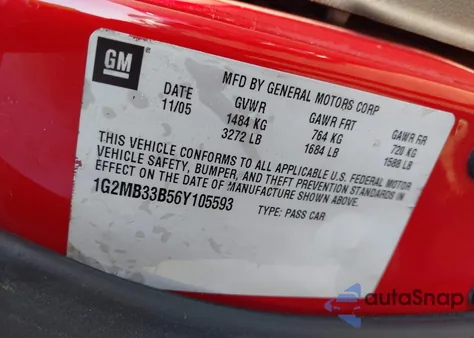 2006 Pontiac Solstice from USA, damaged, VIN 1G2MB33B56Y105593